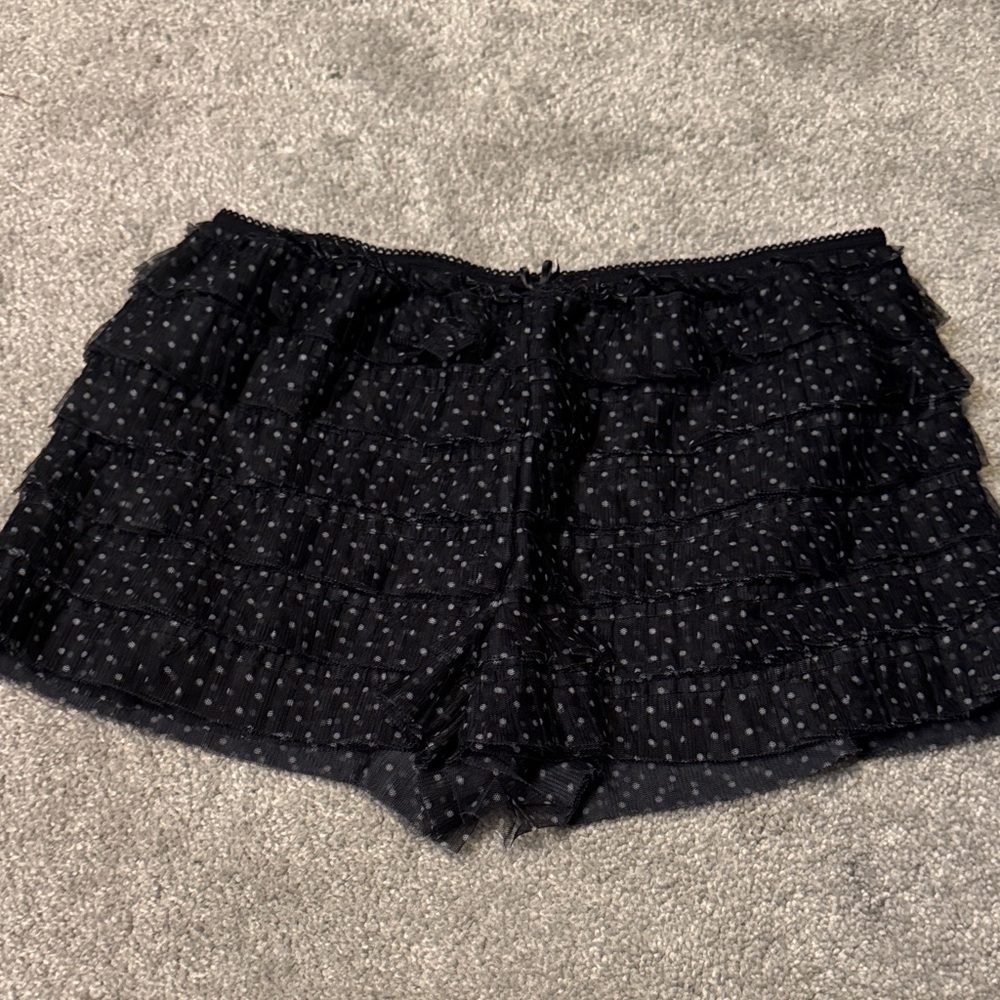 Kimchi Blue Black and White Polka Dot High Waist Shorts